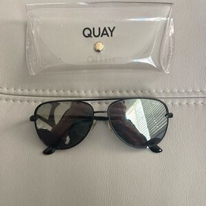 Quay High Key Mini 126 Black Mirrored Aviator Sunglasses New